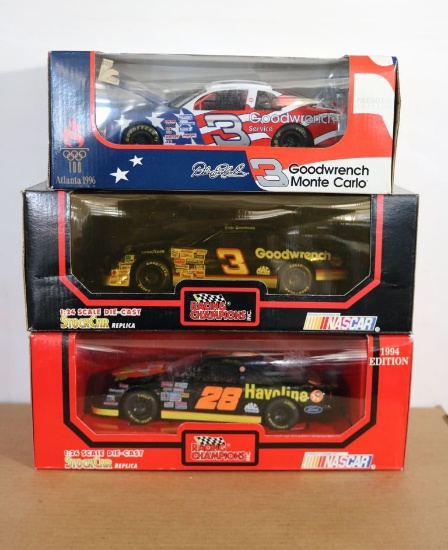 Three 1:24 Scale Die-Cast Stock Car Replicas