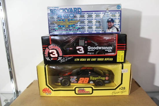 Three 1:24 Scale Die Cast Stock Cars