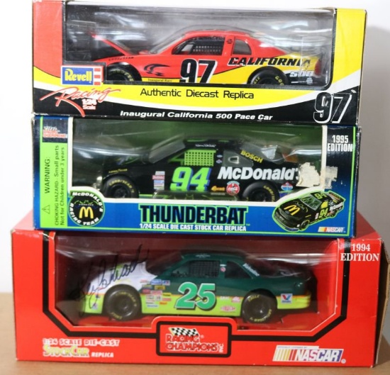 Three 1:24 Scale Die Cast Stock Cars