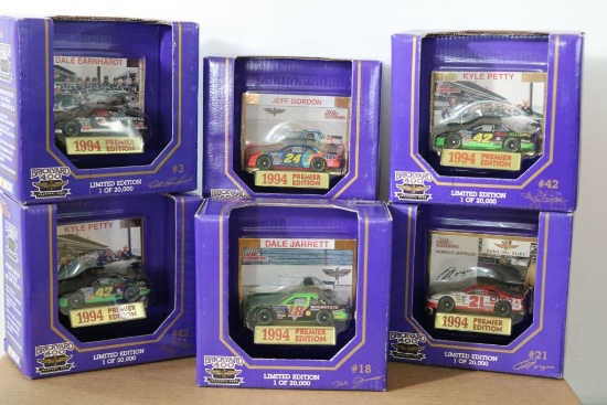 Six Brickyard 400 Premier Edition 1:64 Scale Die Cast Replica Cars