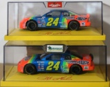 Two #24 Jeff Gordon Stock Cars in display cases