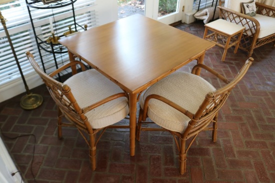 Quality Rattan Square Table and Two Chairs
