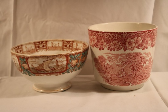 Wedgewood Enoch Porcelain Cache Pot & a Holland Porcelain Bowl