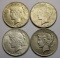 (4) Silver U.S. Peace Dollar Coins