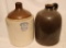 A One Gallon Uhl Stone Jug, broke handle and a Brown Stoneware Jug