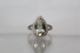 4 ct Green Amethyst and Diamond Evening Ring