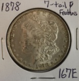 1878, 7-Tail Feather, Silver Morgan Dollar Coin