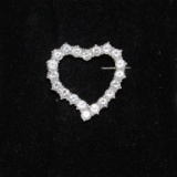 6 ct White Sapphire Heart Brooch