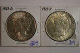 (2) Silver U.S. Peace Dollar Coins