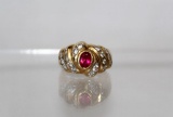 Genuine Ruby Diamond Estate Ring