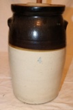 A Four Gallon Stoneware Churn with Ears, Dasher and Lid