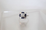Flawless White and Blue Sapphire Cocktail Ring