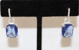 6 ct Emerald Cut Deep Purple Tanzanite Earrings