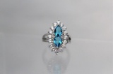 Pear Cut Blue Topaz Estate Ring