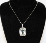 9 ct Green Amethyst and Diamond Necklace