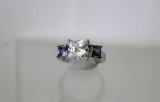 3.62 ct Tanzanite and White Topaz Estate Ring