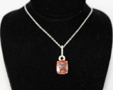 3 ct Emerald Cut Morganite Necklace