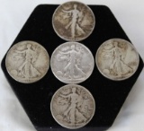 (5) Walking Liberty Silver Half Dollars Miscellaneous Dates