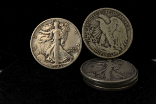 (5) Walking Liberty Silver Half Dollars