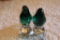 Pair of Small Crystal Bird Figures, Green & Clear