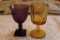 Two Colored Glass Goblets, Purple & Amber