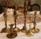 6 Brass Candle sticks and one assorted