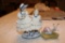 Dresden Porcelain Figure of 2 Girls in Lace Dresses, & A Cybis Snail Figure