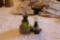 2 miniature lamps, 1 a vapo, gold color with enameled flowers