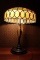 Table Lamp, Lighted Art Glass Shade on Wood Base