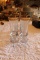 6 etched glass vases w/ gold rims
