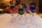 17 Pieces of Colored Cut Glass Crystal Stemware