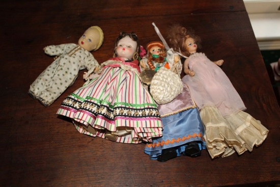 Four Small Dolls, Assorted Materials