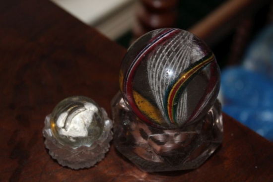 A Large Swirl Marble and a Sulphide Marble