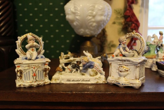 3 Staffordshire Trinket Boxes