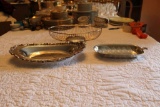 Silver-plate Including Relish Tray, Wire Basket and Oval Bowl