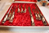 A 10 Piece bone Handled Carving Set w/ Box