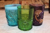 Three Glass Pattern Tumblers