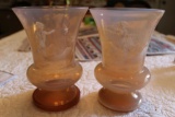 Pair of Pink Opalescent Vases w/ Mary Gregory Decoration