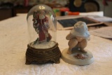 A Etched Father Christmas Musical Figurine by Frances Klein and a Frances Hook Figurine