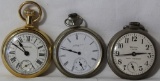 A Elgin Open Face Pocket Watch & 2 Westclox open Face Pocket Watches