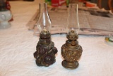 2 Miniature Lamps, Both Floral