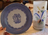 A Spode Plate, Portland Vase and a Bristal Floral Vase