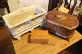 A Floral Decorated box and A Planter & Music Box