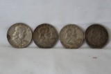 3 Franklin Silver Half Dollars, and a Columbian Half Dollar