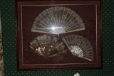 Frame of 3 Vintage Hand Fans