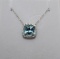 3ct Swiss Blue Topaz Cushion Cut Necklace