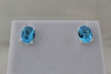 2.80ct Oval Cut Blue Topaz Earrings