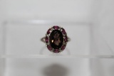 5.68ct Smokey Topaz and Amethyst Ring