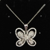 White Sapphire Butterfly Necklace