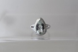 Large Green Sapphire Pear Cut Ring